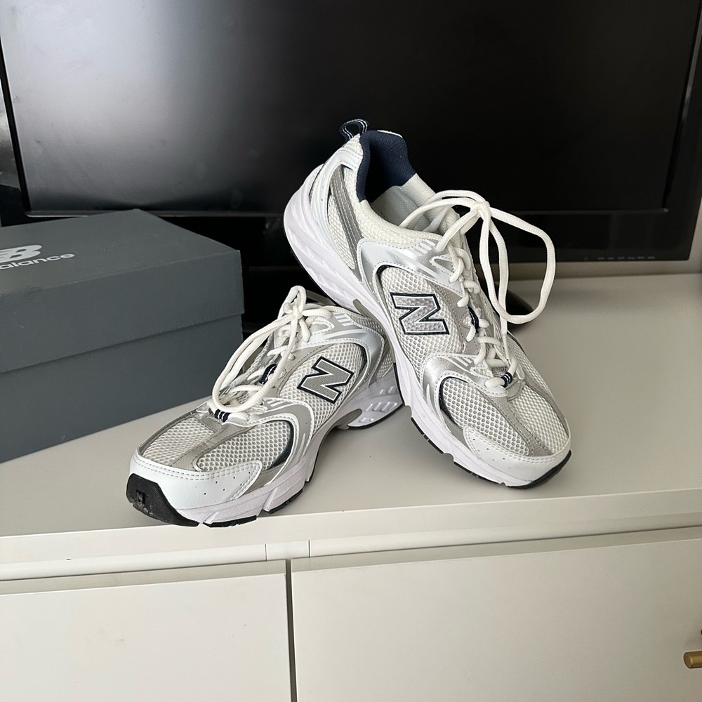 New Balance White and Gray Sneakers